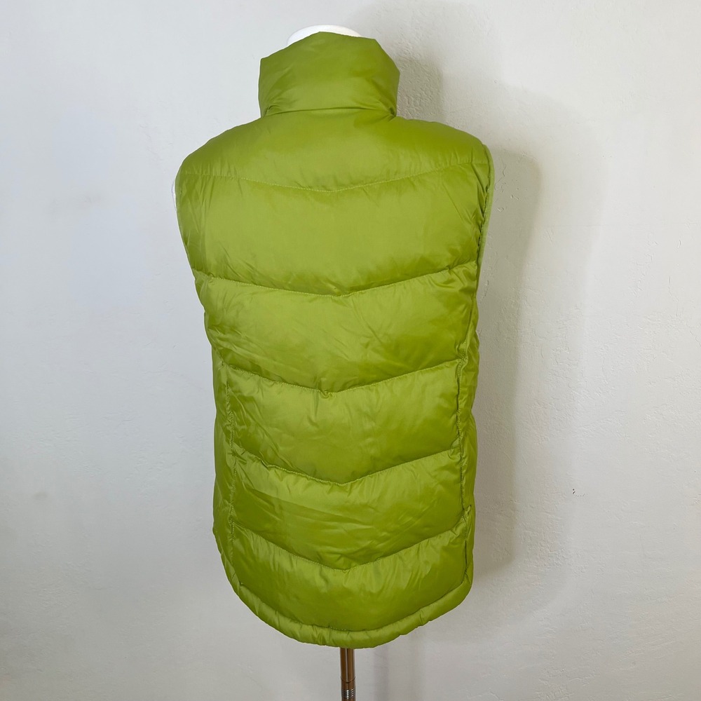 LL Bean Womens Small Lime Green Goose Down Quilted Puffer Vest Snap Front 276563 - Picture 4 of 8